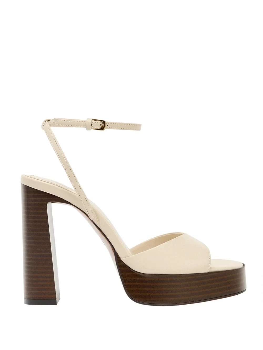 NWT Zara Leather Ecru Platform Block Heel Sandals 9